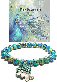 Peacock Bracelet for Women-Natural Stone Beaded Jewelry for Peacock Lovers