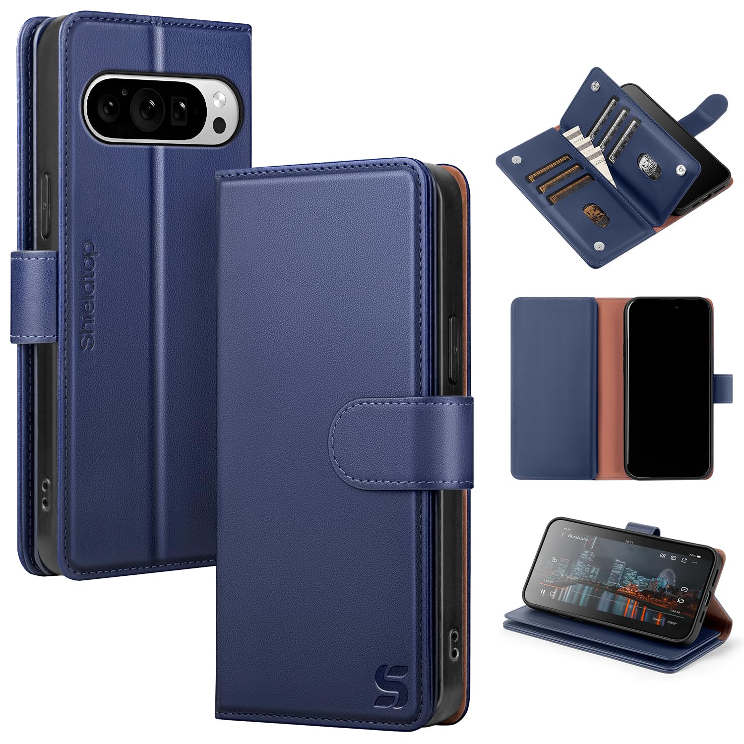 Shieldtop for Google Pixel 10 / Pixel 10 Pro Wallet Case,Dark Blue