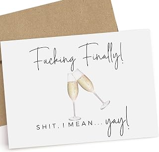 Funny Wedding Or Divorce Card. Finally Celebration Card with Champagne.