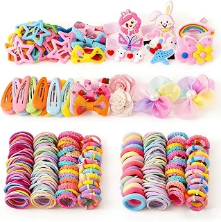 718 Pcs Multicolor Hair Tie Accessories Set - Small Hair Elastic Ponytail Holder Rubber Band with Ribbon/Flower/Butterfly Clip for Daily or Party