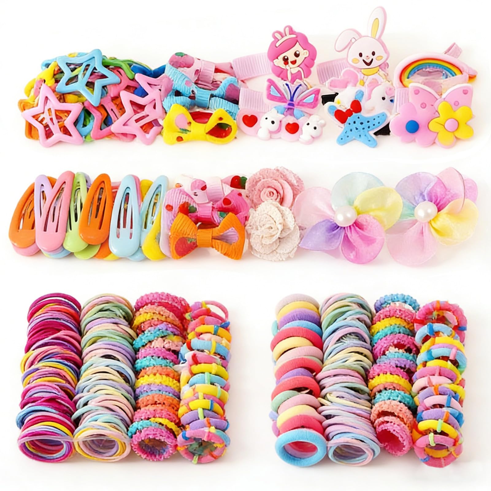 718 Pcs Multicolor Hair Tie Accessories Set - Small Hair Elastic Ponytail Holder