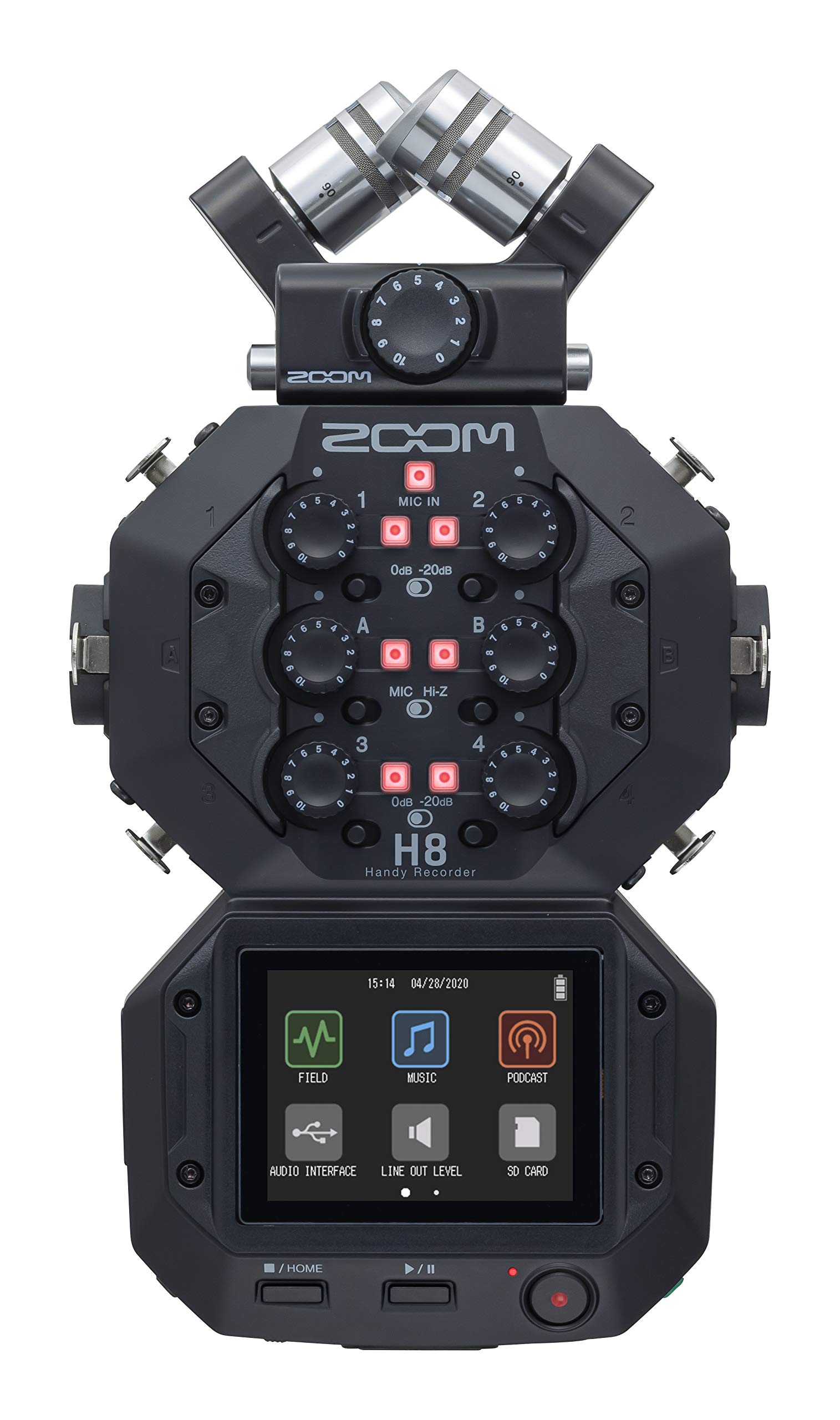 Zoom H8 12-Track Portable Recorder, Stereo Microphones, 6 Inputs, Touchscreen In