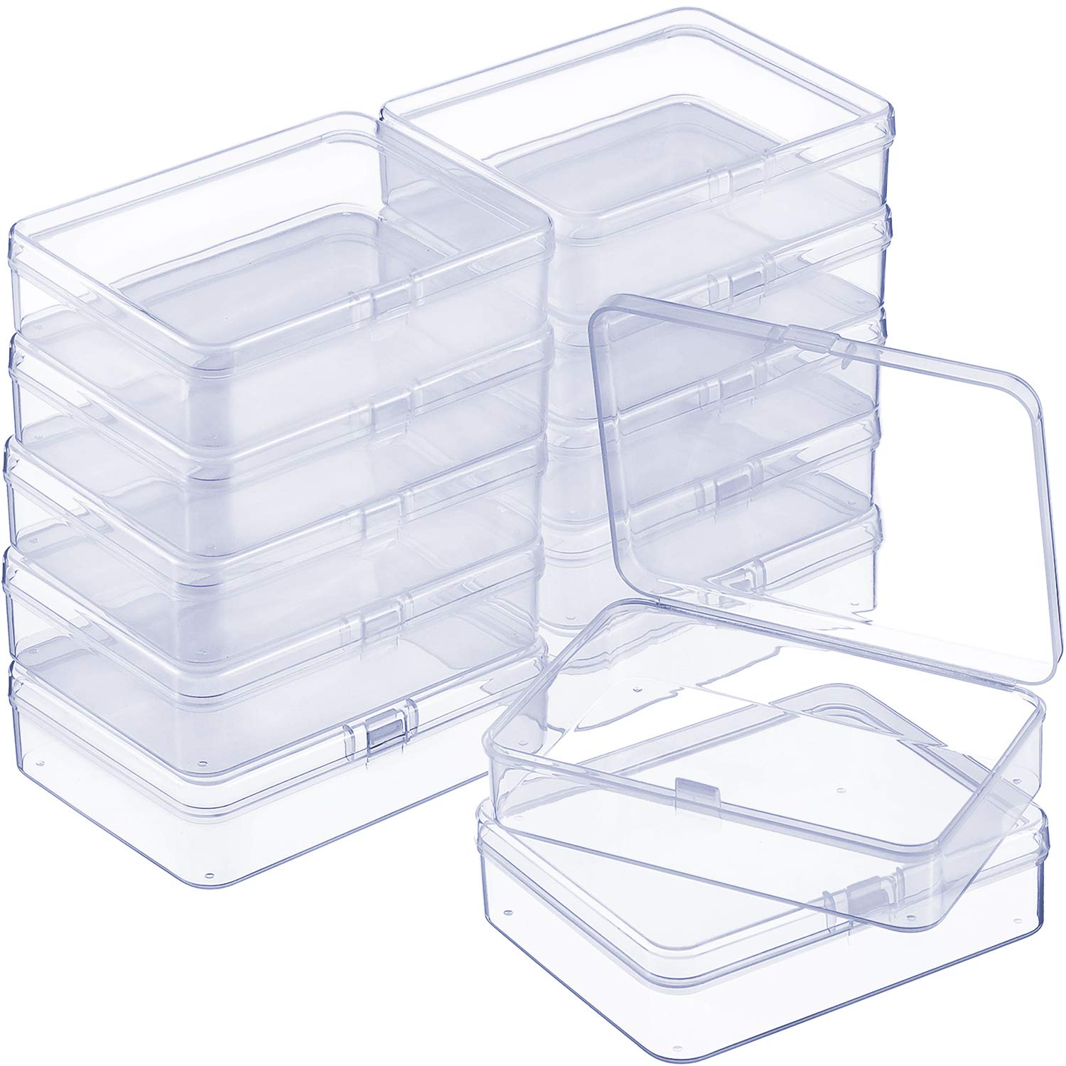 Satinior 12 Pack Clear Plastic Bead Storage Container, 4.5 x 3.3 x 1.2 Inch | Be