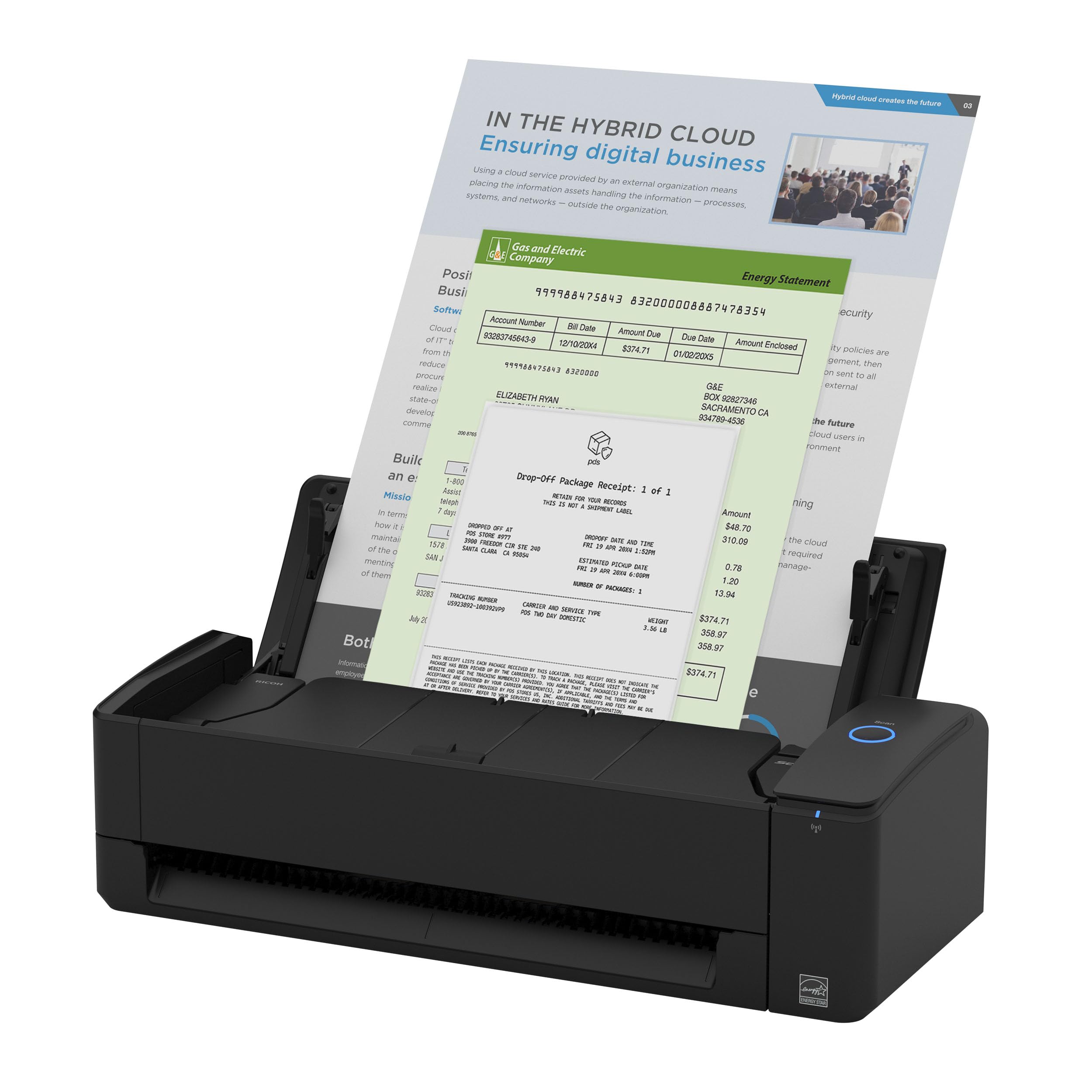 ScanSnap iX1300 Wireless or USB Double-Sided Color Document Scanner, Black | Com