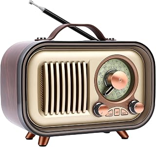 Retro Bluetooth Speaker Radio, Portable AM FM SW Radio | ABS Material, 2000mAh Rechargeable Battery, TYPE C Charging, for Home Car Travel Camping