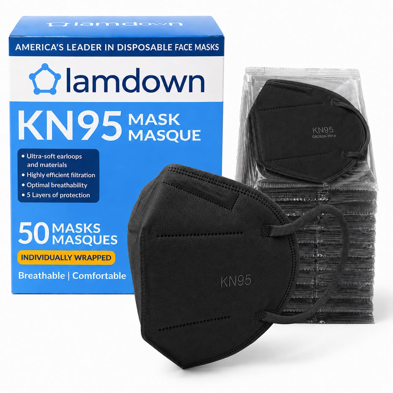 Lamdown KN95 Mask (50 Pack) Black