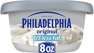 Philadelphia Cream Cheese Spread, Reduced Fat, 8 oz Tub | for Smooth, Spreadable Mornings No Artificial Flavors, Preservatives or Dyes, Made With Fresh Milk & Real Cream