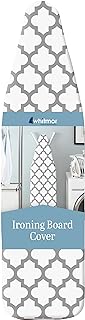 Whitmor Ironing Board Cover and Pad 15 x 54 in, Thick Padding | 6mm Thick Fiber Pad, Scorch Resistant, Elastic Edge, Fits Standard Size Boards, Secure Snug Fit, Medallion Gray