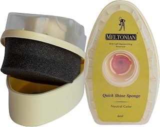 Meltonian Quick Shine Sponge for Leather, Shoes and Boots, with Self Replanishing Resorvour, Neutral Clear No Color