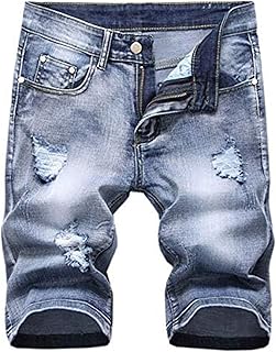 Betusline Mens Jean Shorts Distressed Ripped Denim Shorts Summer Casual Classic Straight Short Jeans