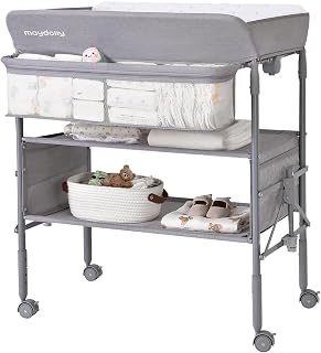 Maydolly Baby Changing Table, Maydolly Portable Foldable Changing Table, Waterproof Diaper Changing Station, Adjustable Height Changing Station, Mobile Nursery for Newborn and Infant