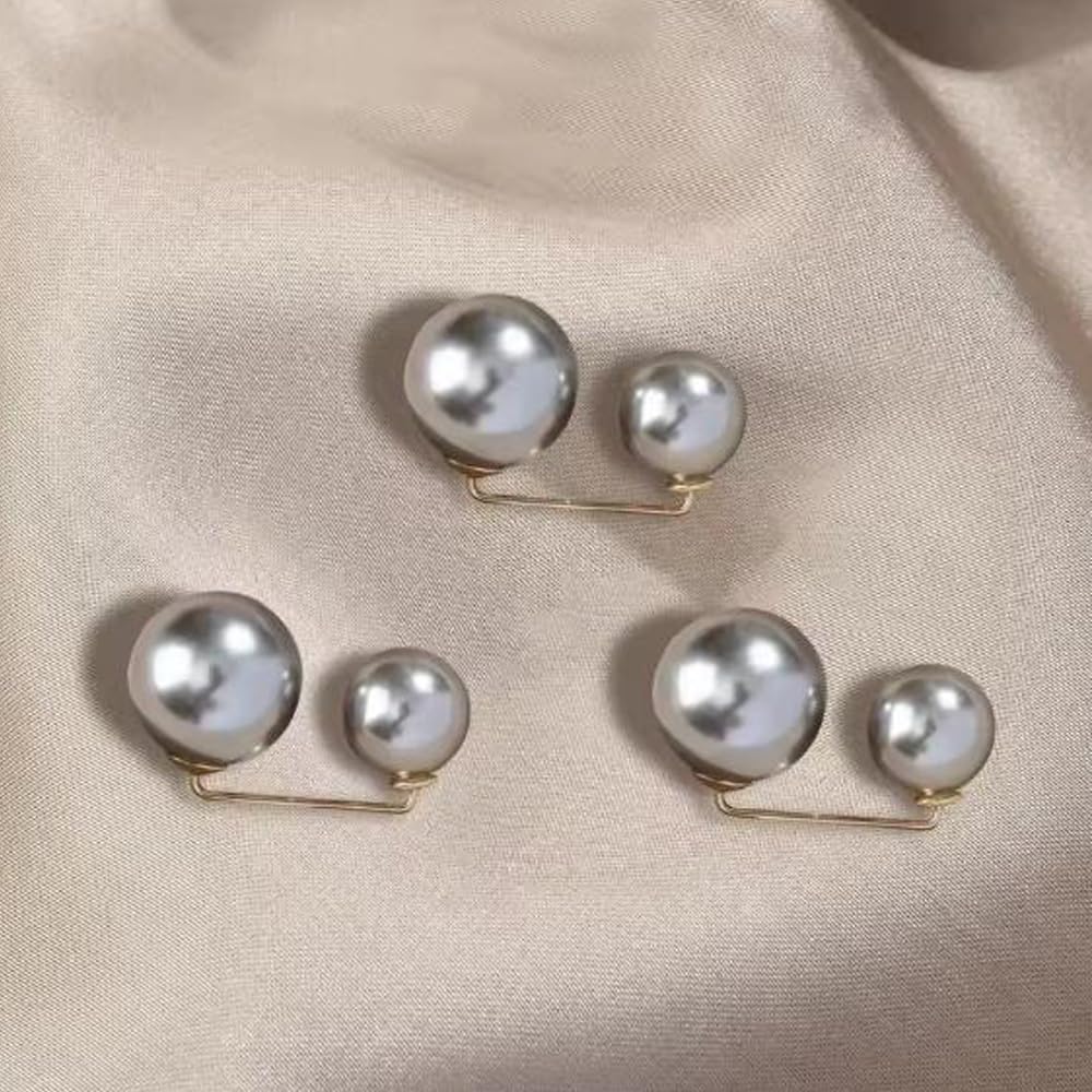 3pcs Faux Pearl Brooch Pin No Exposure Neckline Safety Pin Sweater Clip for Wome