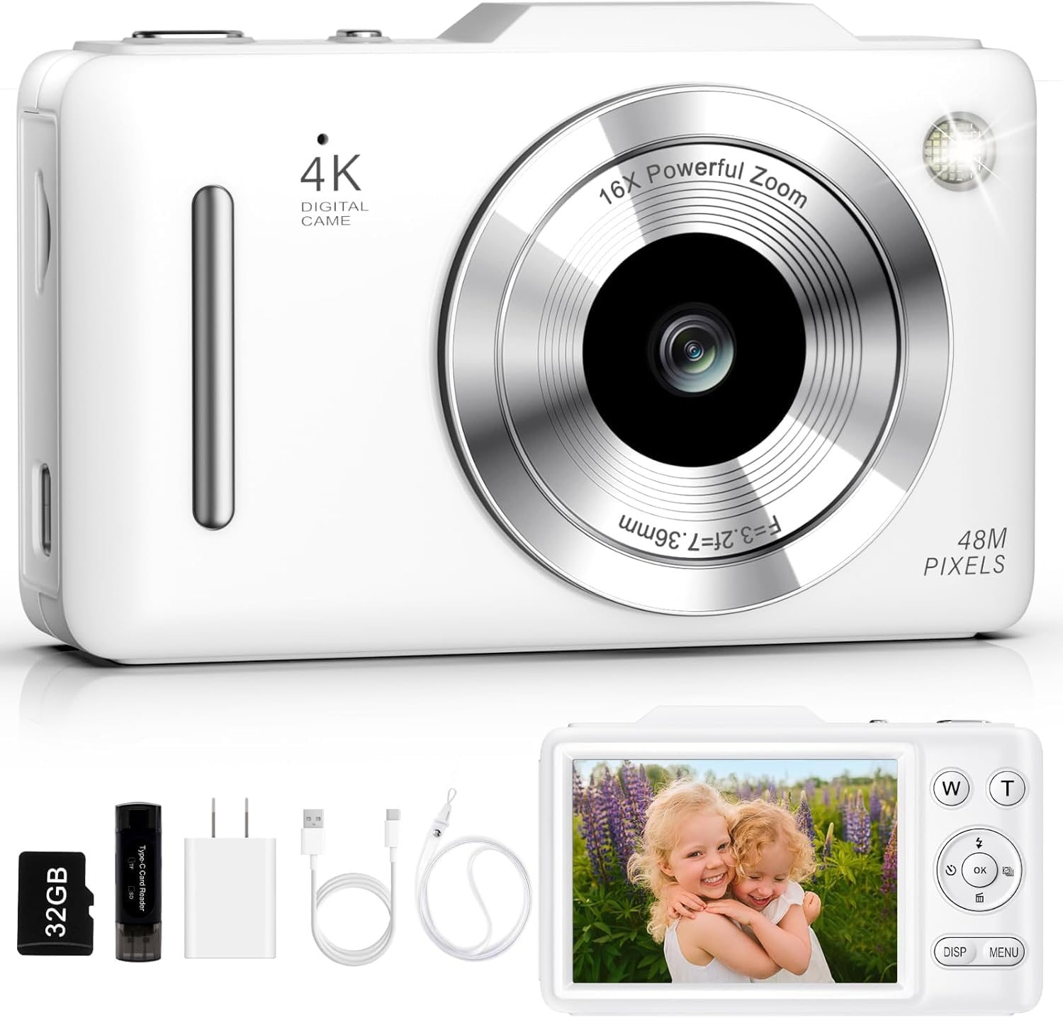 Digital Camera 4K Autofocus Vlogging Camera for Photography with 16X Zoom Anti S
