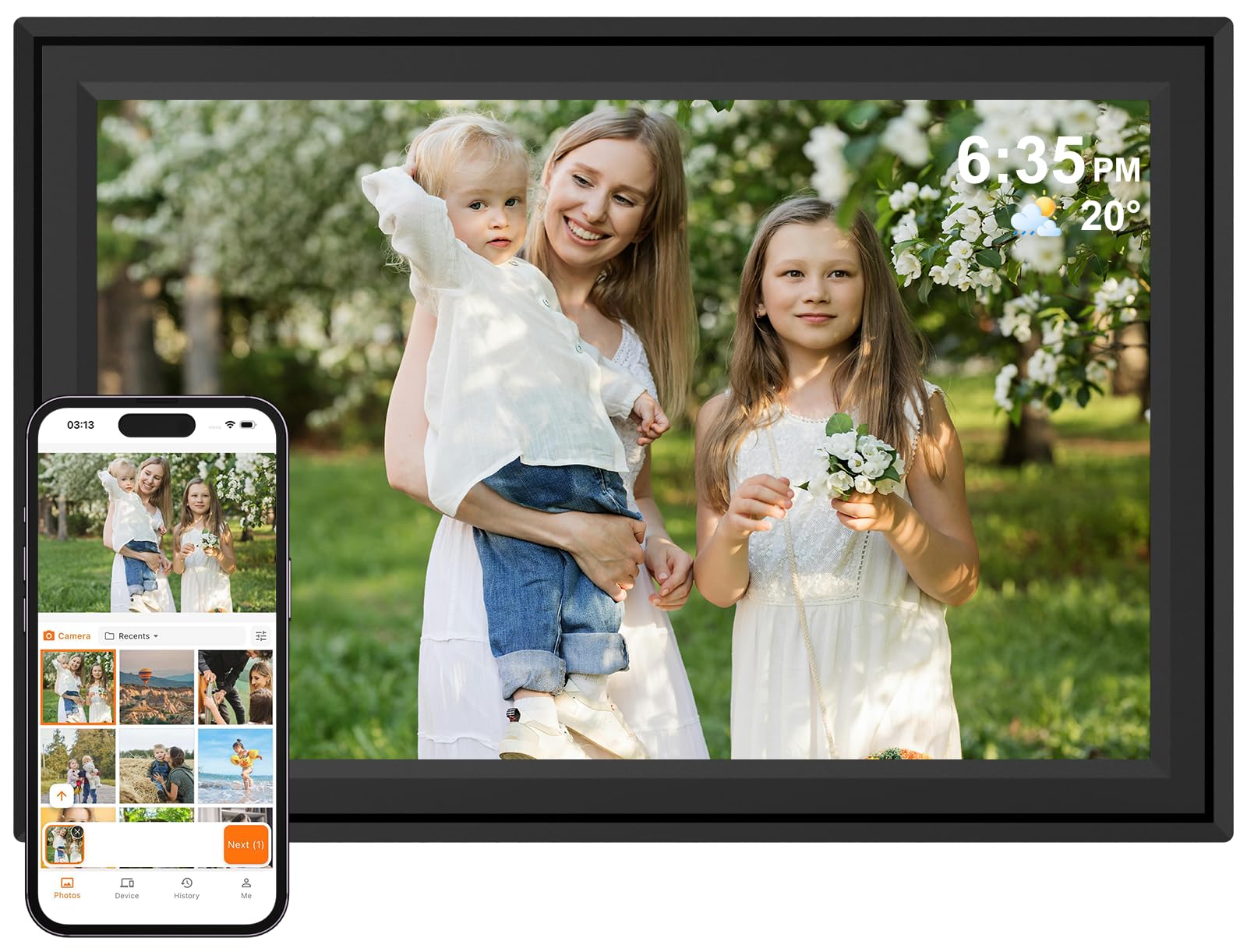 Digital Picture Frame 1280×800 HD Touch Screen Wall-Mountable | 10.1 Inch WiFi E