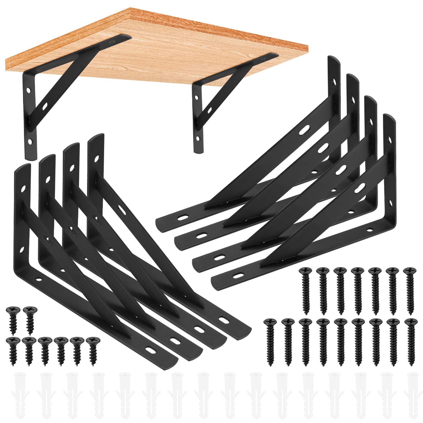 8 Pack Heavy Duty Wall Mount L Bracket,Metal Floating Shelf Support 3.7"x6" | So