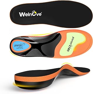 Work Comfort Insoles Plantar Fasciitis - Welnove Heavy Duty Inserts for Pain Fatigue Relief, Standing All Day - High Arch Support Shoe Insoles Orthotic for Flat Feet, Achilles Tendonitis, Men Women (S)