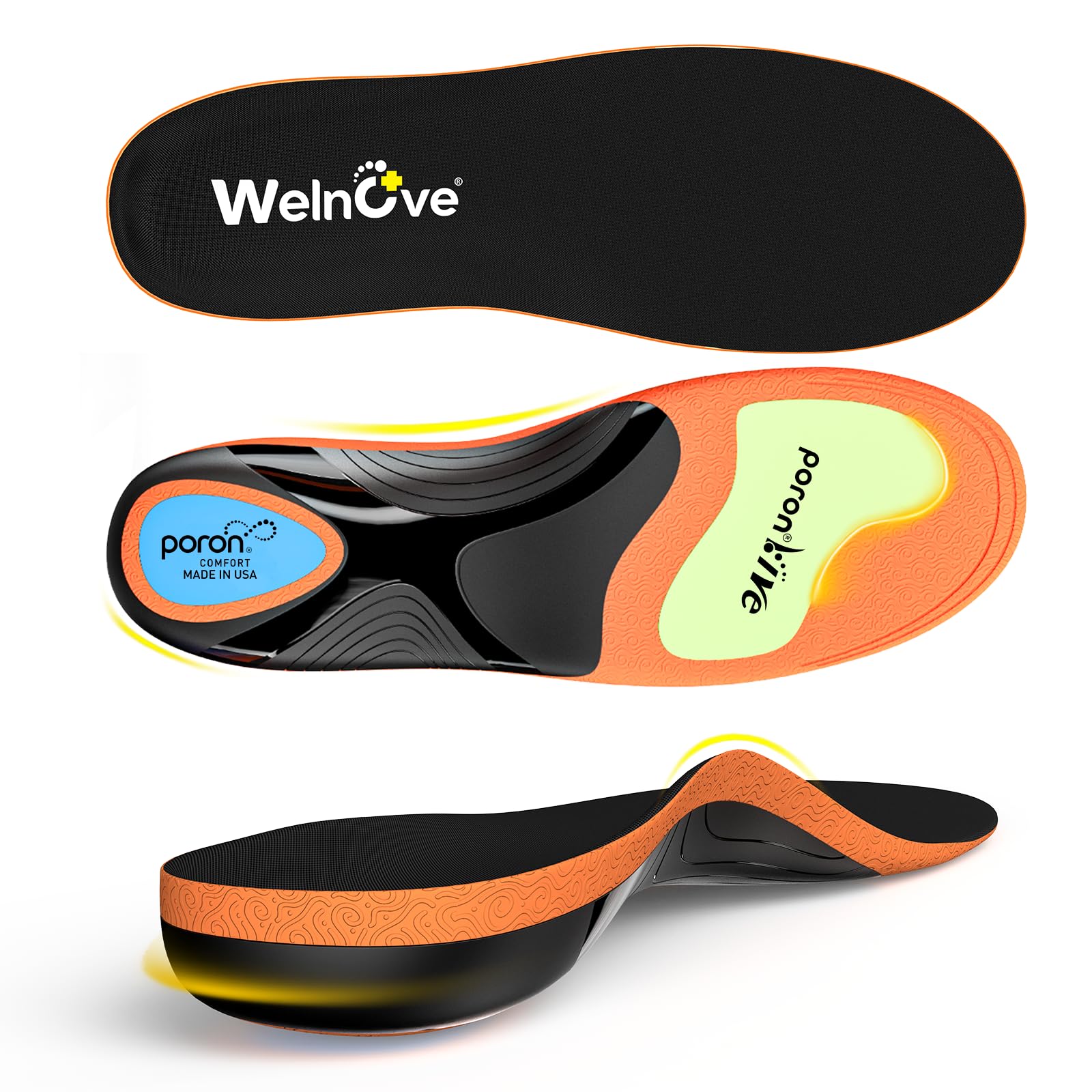 Work Comfort Insoles Plantar Fasciitis - Welnove Heavy Duty Inserts for Pain Fat