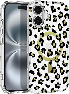 ORNARTO for iPhone 16 Case 6.1inch, [Compatible with MagSafe], Magnetic Holographic Translucent Cases, Slim Dynamic Iridescent Phone Cover - Leopard Print