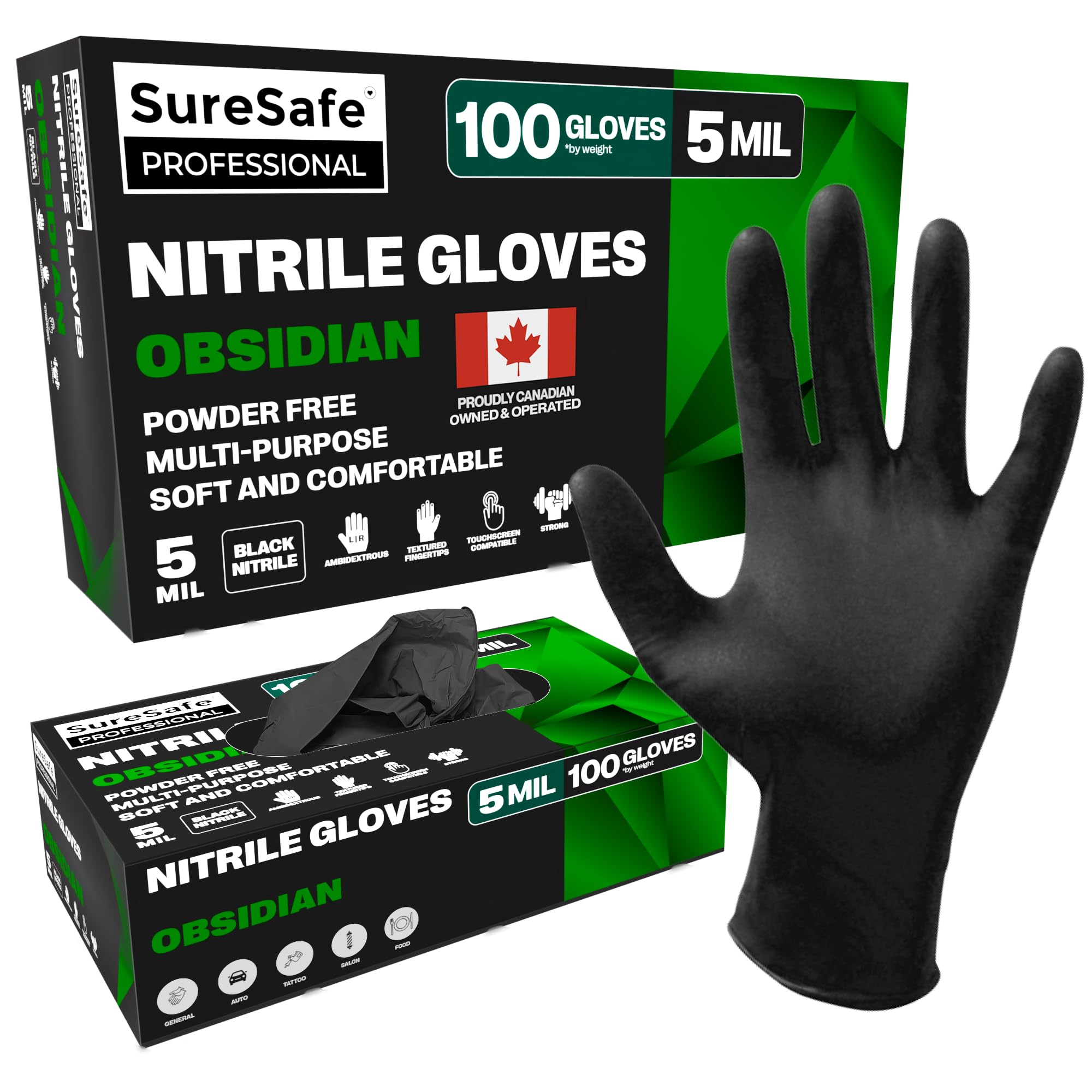 Black Nitrile Gloves, 5 Mil Powder-Free Latex-Free | Textured grip for food serv