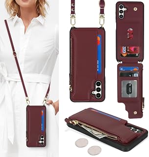 Cavor Wallet Case for Samsung Galaxy A13 5G, Galaxy A13 5G/A04S Crossbody Case with Strap, Galaxy A13 5G Women Wallet Case, Leather Case with Zipper Pocket Door