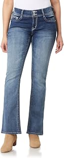 WallFlower Women's Luscious Curvy Bootcut Mid-Rise Insta Stretch Juniors Jeans (Standard and Plus) Jeans