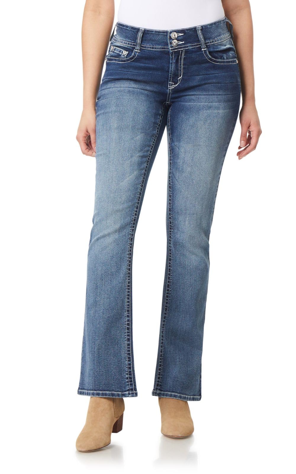 WallFlower Women's Luscious Curvy Bootcut Mid-Rise Insta Stretch Juniors Jeans (
