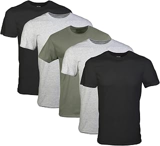 Gildan Men's Crew T-Shirts, Multipack, Style G1100, Black/Sport Grey/Military Green (5-pack)