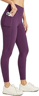 Willit Donna 7/8 Pile Foderato Leggings Petite Vita Alta Termica Inverno Pantaloni Yoga Running Collant Tasche Viola XL