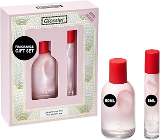 Glossier You Duo Perfume Gift Set, Unisex Skin-Scent Enhancer, 50ml + 8ml | Warm, Musky & Spicy, Pink Pepper, Iris & Ambrox Base Notes, Smells Different on Everyone, Layer & Mix to Match Your Mood