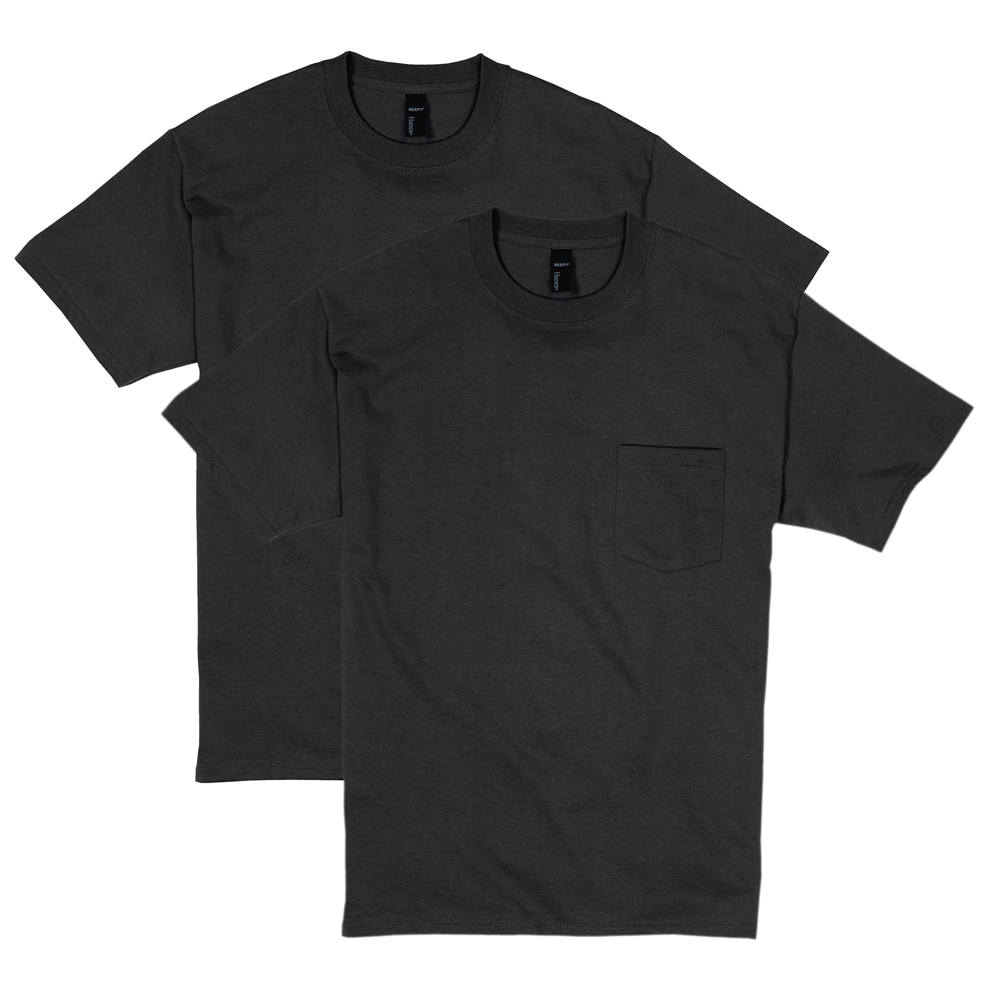 Hanes Mens Mens 2 Pack Short Sleeve Pocket Beefy-tT-Shirt