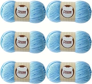 Set of 6 balls of soft yarn for beginners, 50 g/ball for crochet, clothing and blankets, crochet threads, handbags, sweaters, etc. - 54 blue turquoise