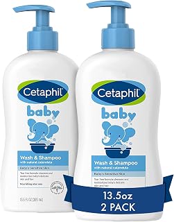 Cetaphil 2-in-1 Baby Shampoo & Body Wash, Tear Free, 13.5oz, 2ct | 2-In-1 Baby Wash And Shampoo, Organic Calendula, Tear Free, Paraben Free, Newborn Sensitive Skin, No Colorants Or Mineral Oil