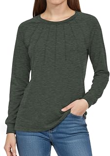AURUZA Long Sleeve Shirts for Women Fall Tunic Tops Casual Blouse Loose Elegant Fashion Clothes 2024
