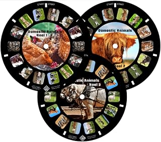 MayKo Farm Animal Reels for Viewfinder, Domestic Animals, Compatible with Viewmaster Classic Viewers. Set of 3 (Reels Only)