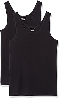 Amazon Essentials Women's Slim-Fit Ribbed Scoop Neck Tank Tops, Pack of 2