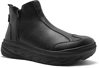 Men's Orthopedic Diabetic Winter Boots: Wide Toe Box Comfortable Arch Support Plantar Fasciitis Leather Dress Oxfords Shoes, Casual Warm Walking Snow Ankle Mid Boots for Foot and Heel Pain Relief