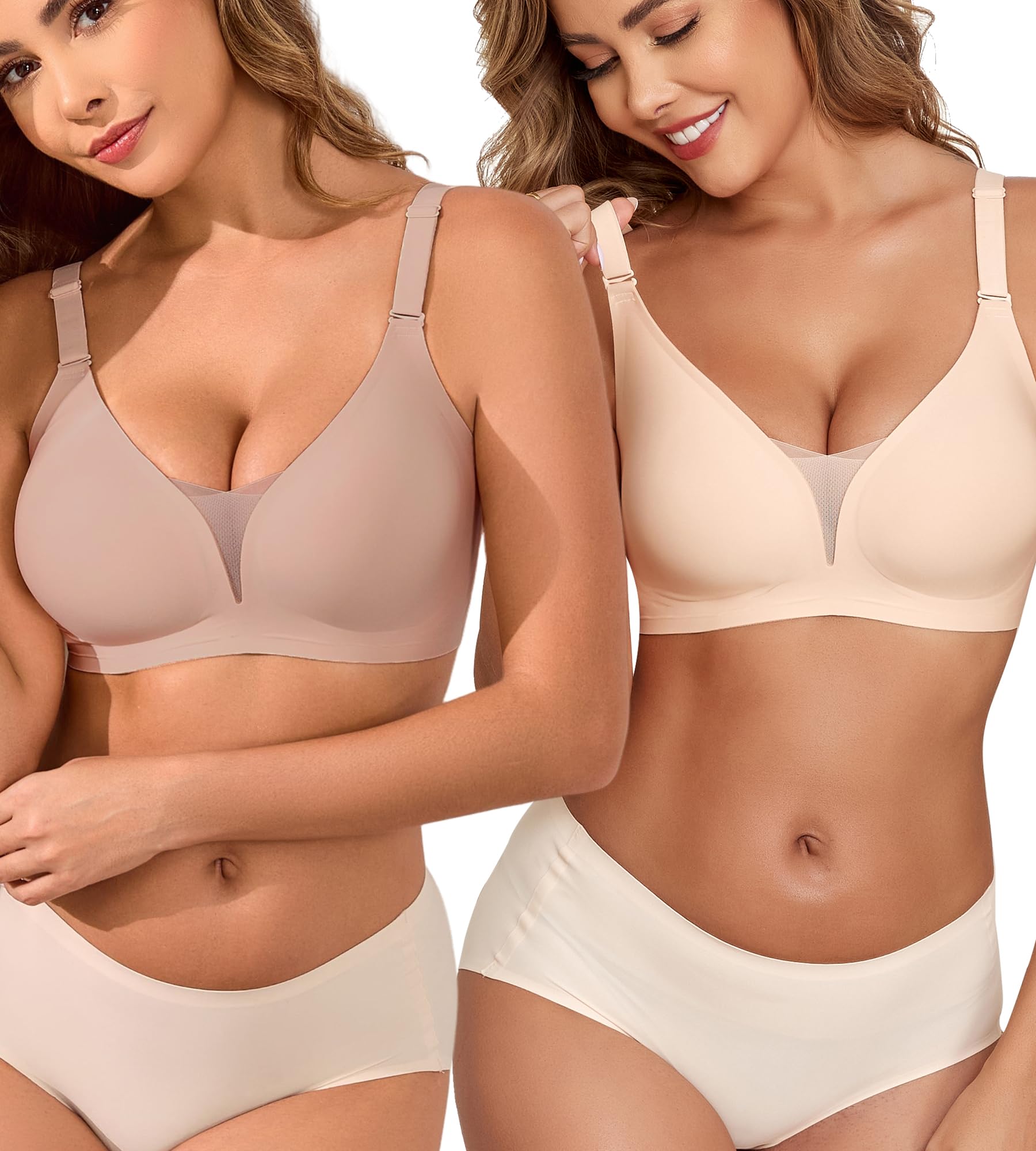 COOL CUTE Jelly Bras for Women No Underwire Sexy V-Neck Mesh Comfy Wireless Bral