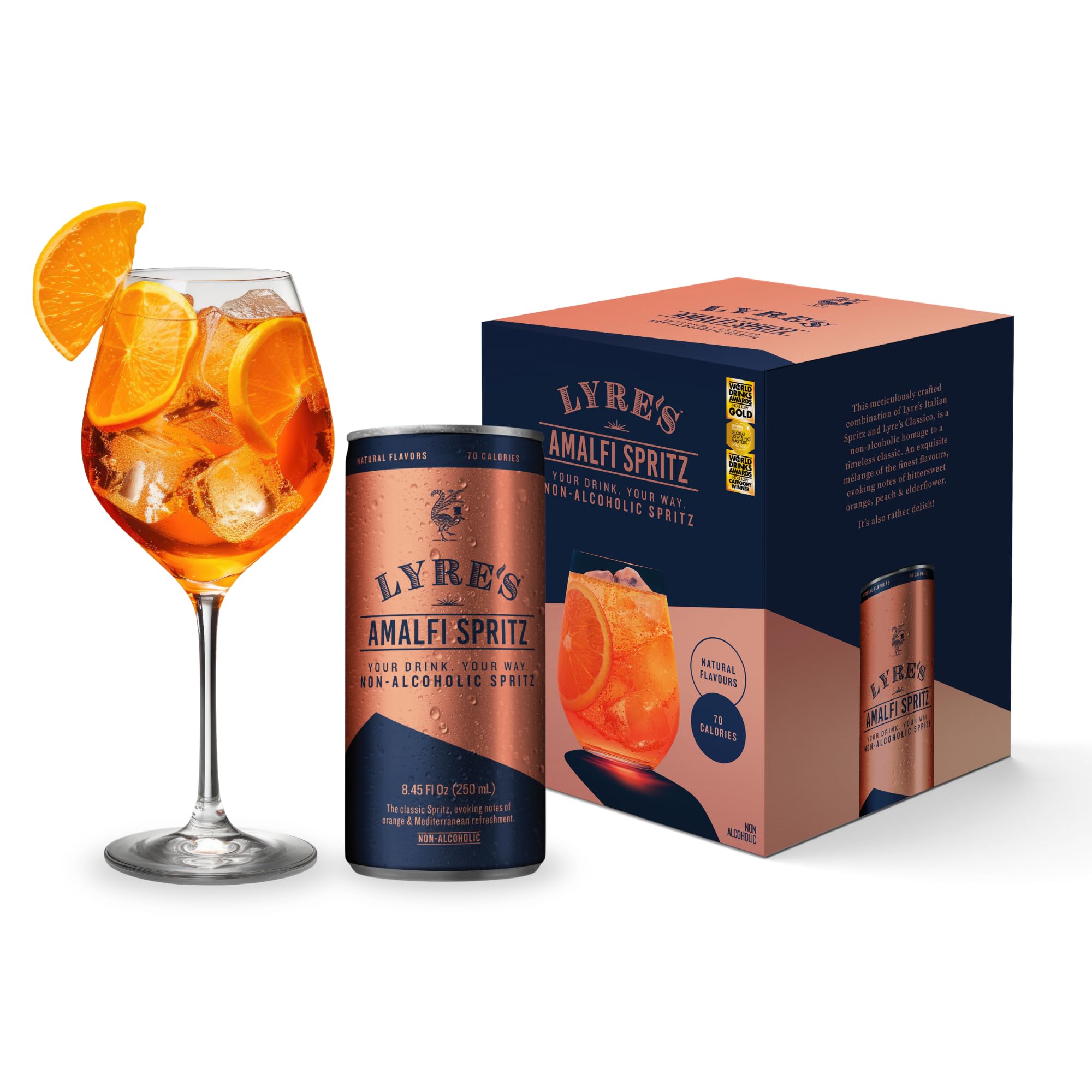 Lyre’s Amalfi Spritz 4-Pack, Non Alcoholic Italian Spritz, Canned Mocktails | 4 