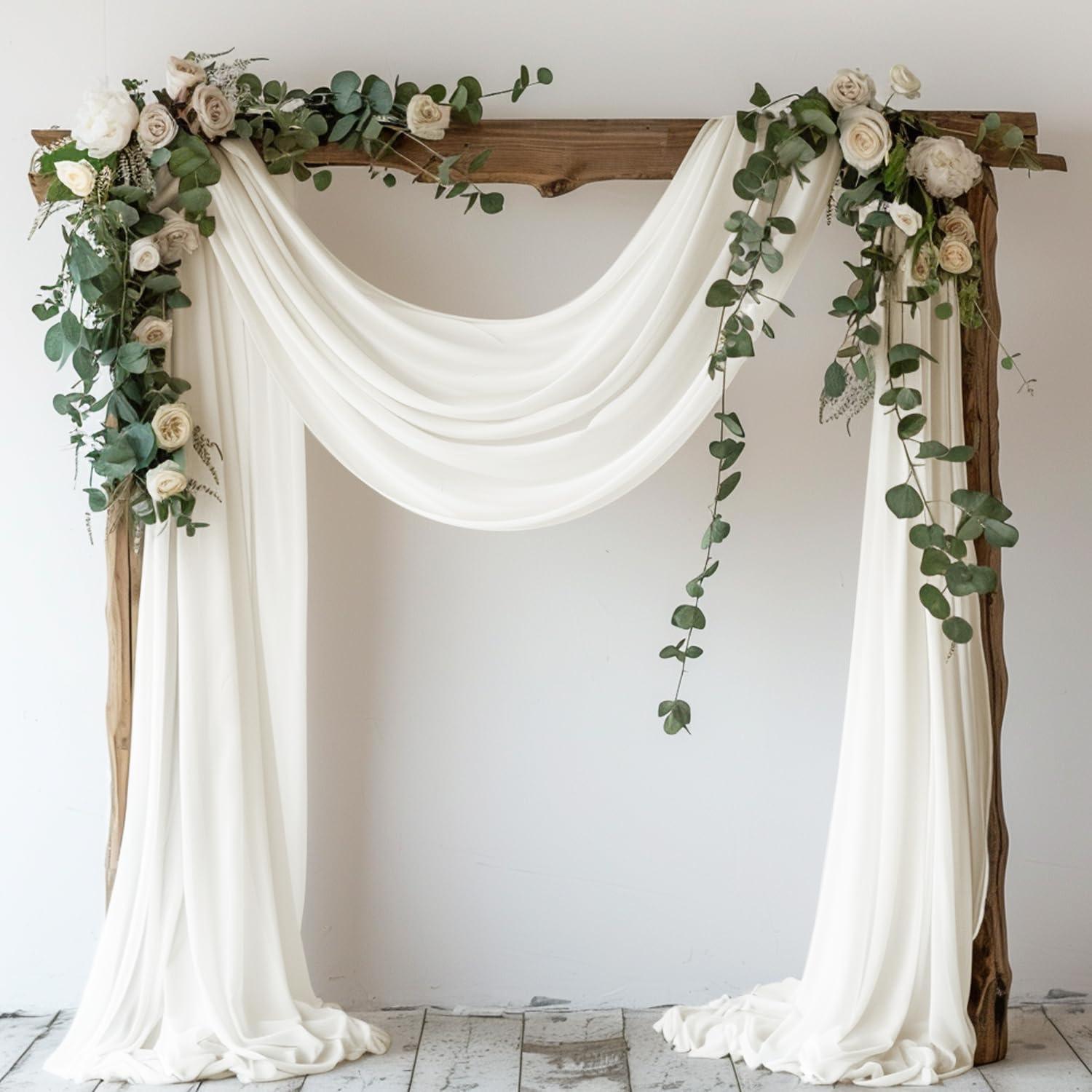 Wokceer Ivory Wedding Arch Draping Fabric Backdrop Drapes Sheer 28.7"x 20FT | Sh