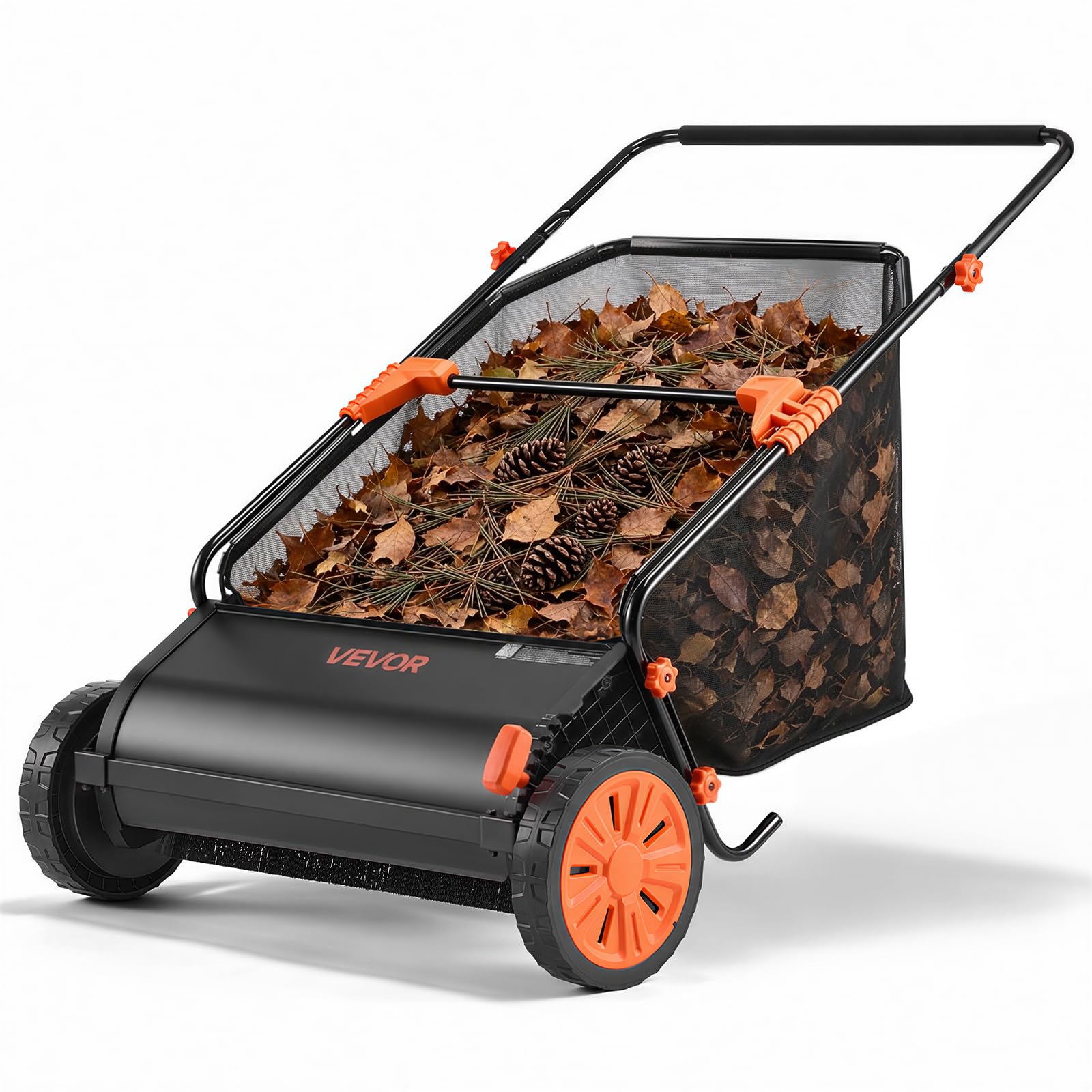 VEVOR Push Lawn Sweeper 26 in Leaf & Grass Collector 7 cu. ft. Hopper Bag | Heav