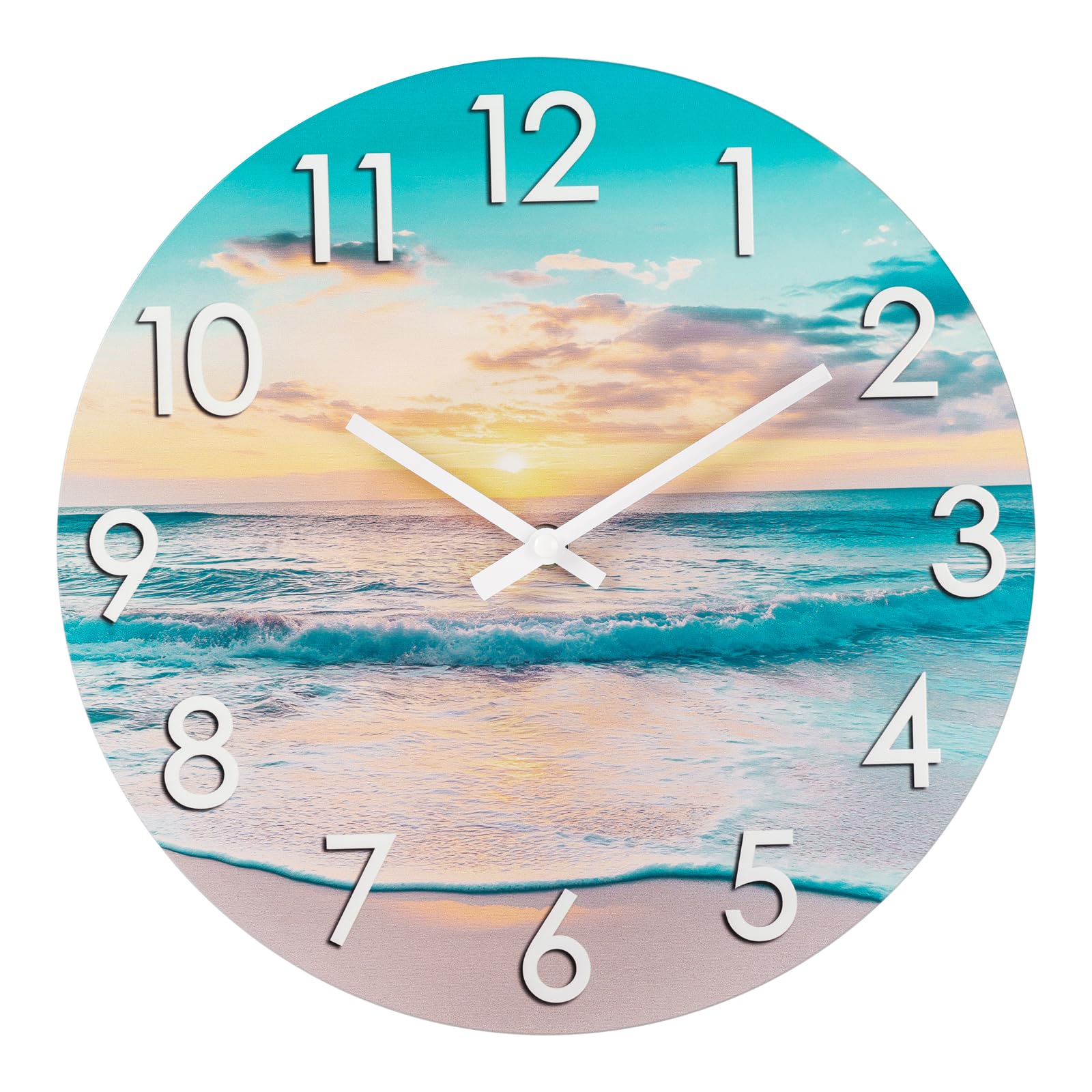 Alarllok Outdoor Clock Waterproof 12 Inch Beach Coastal Decorative | Silent Batt