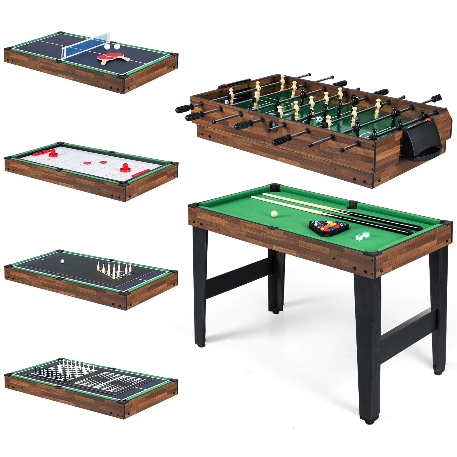 GYMAX Multi Game Table, 10 in 1 Combo Game Table with Foosball, Air Hockey, Pool