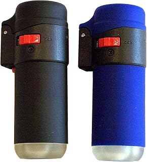 Zenga Black or Blue Refillable Electronic Rubber Lighter with Clear Bottom Flame Blocking
