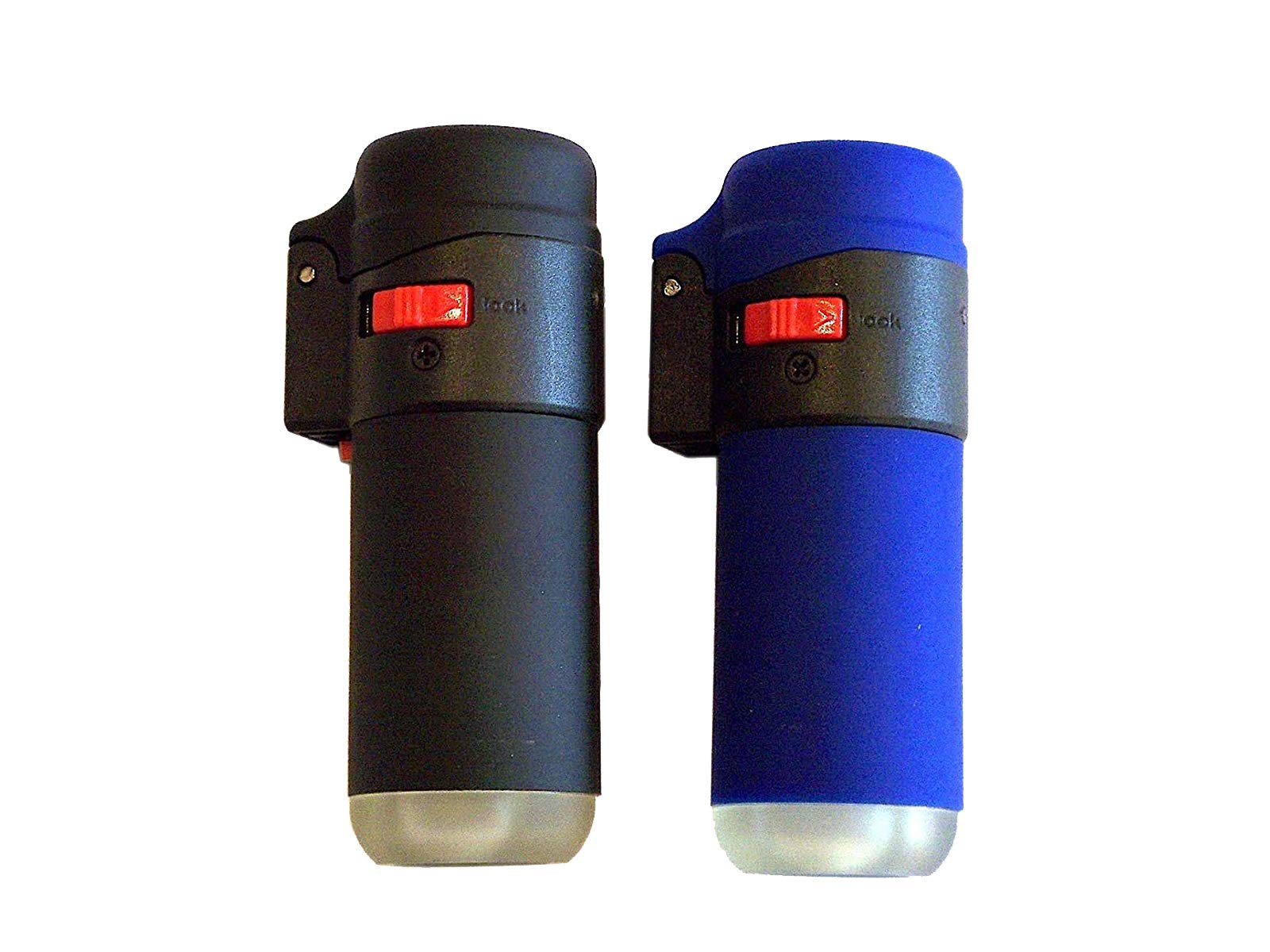 Zenga Black or Blue Refillable Electronic Rubber Lighter with Clear Bottom Flame