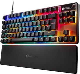 SteelSeries Apex Pro TKL Gen 3 Gaming Keyboard - OmniPoint 3.0 Analog Magnetic Switches, QuickSet Auto-Presets (Rapid Trigger, Rapid Tap/SOCD, Protection Mode), OLED, RGB, PBT, USB-C, English QWERTY