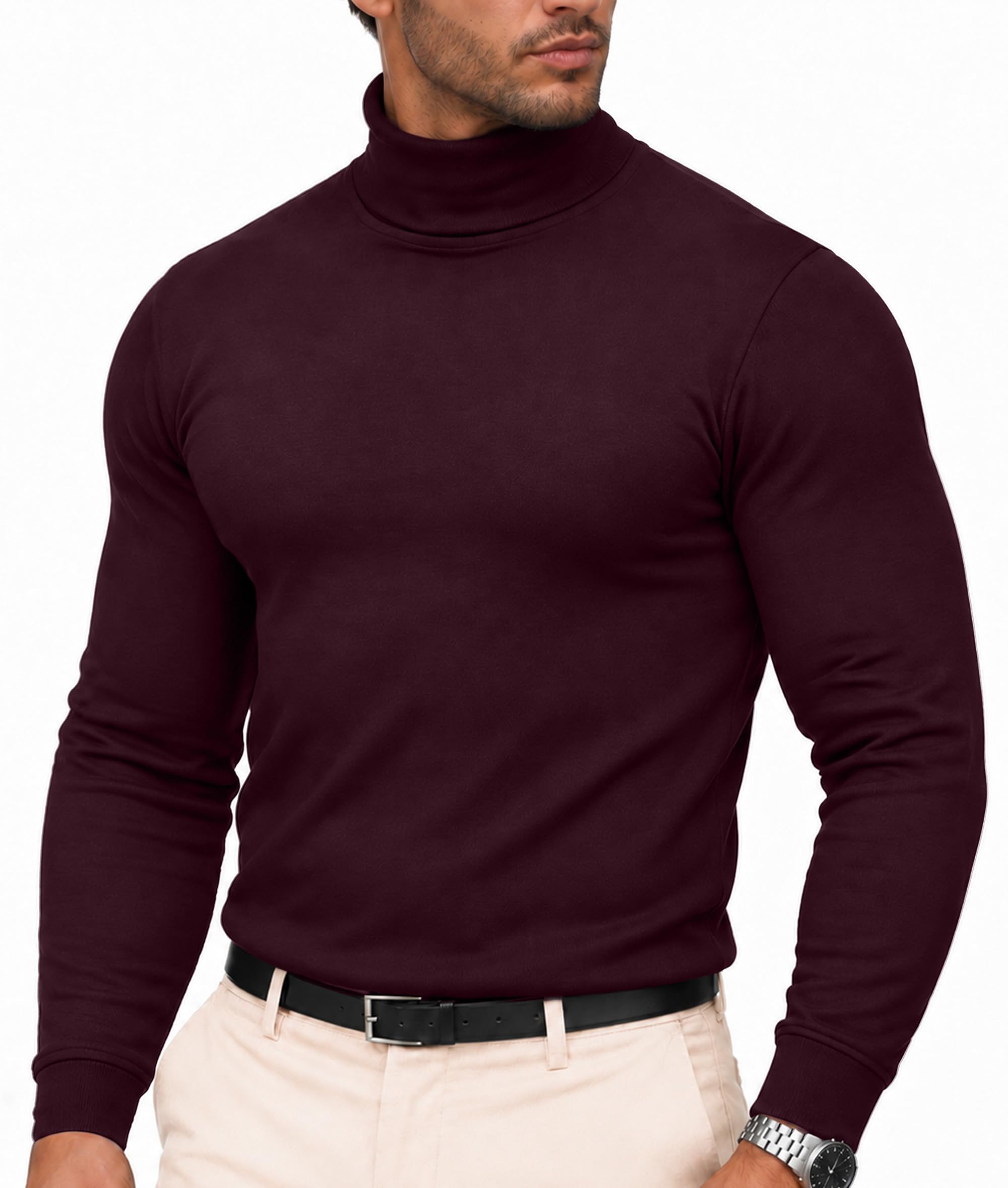 Utopia Wear Cotton Blend Turtleneck Men Slim Fit UPF 50+ Pullover Sweater