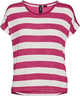 VERO MODA Women's Crew Neck Striped T-Shirt