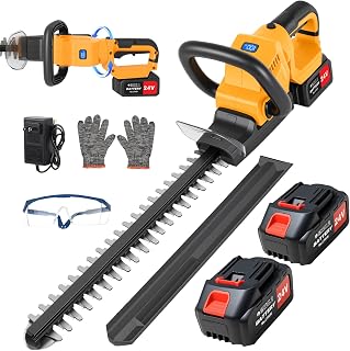 Cordless Hedge Trimmer with 2 x 4.0ah Battery, 24V Tree Bush Trimmer | 24000RPM Electric Shrub Trimmer, 22" Dual-Action Blade, 180° Rotatable Head, Lightweight Battery Powered for Garden & Yard