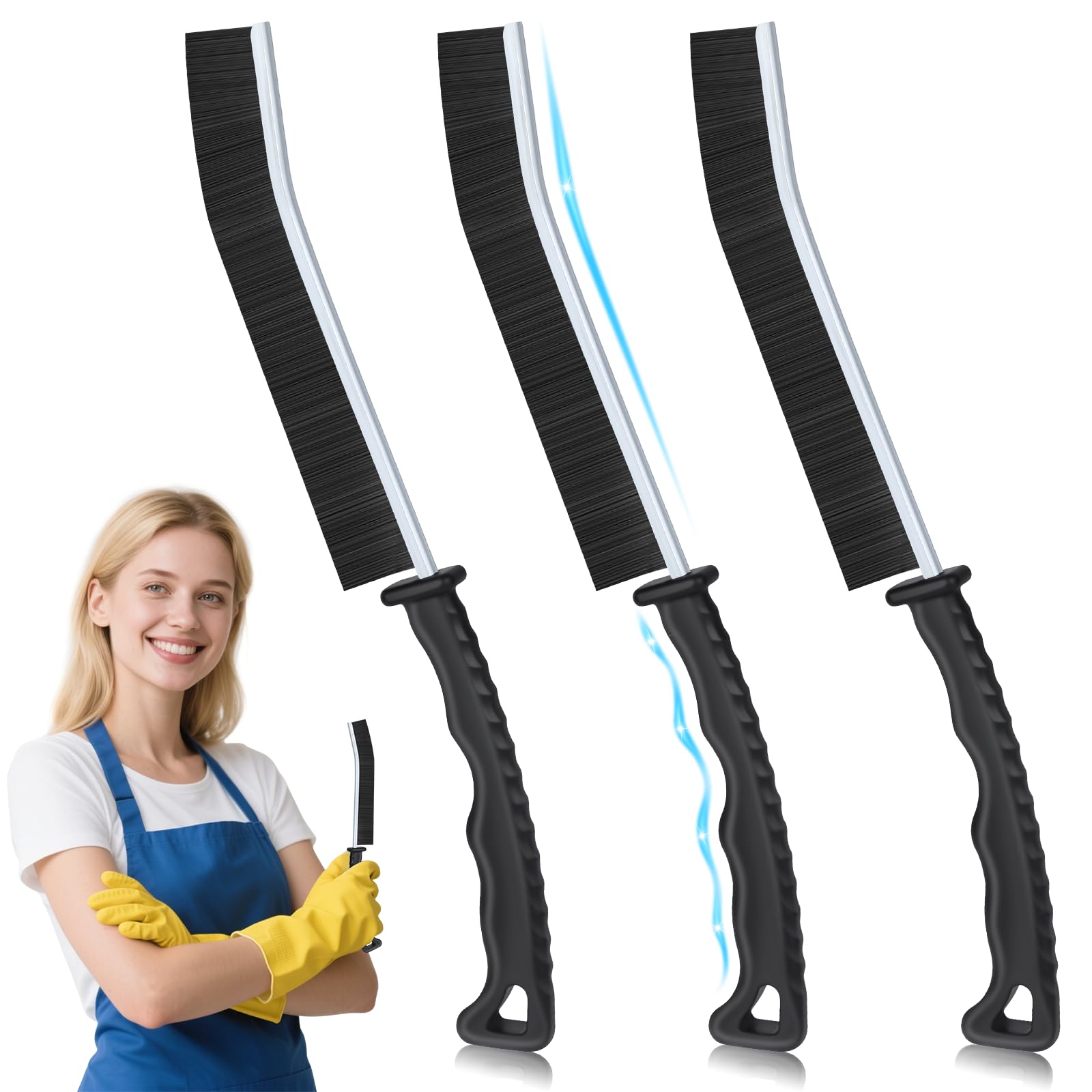 Alyvisun 3 Pack Crevice Cleaning Brush, Hard Bristle Crevice Cleaning Tool Gap B