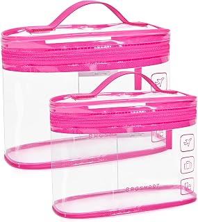 BAGSMART TSA Approved Toiletry Bag, 2 Pack Clear Makeup Cosmetic Bag Organizer, Quart Size Travel Bag for Toiletries, Carry-on Travel Accessories Essentials, Black-2pcs